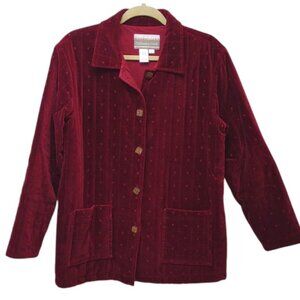 Coldwater Creek Women's Vintage Quilted Velvet Burgundy BU 100% Cotton Jacket
